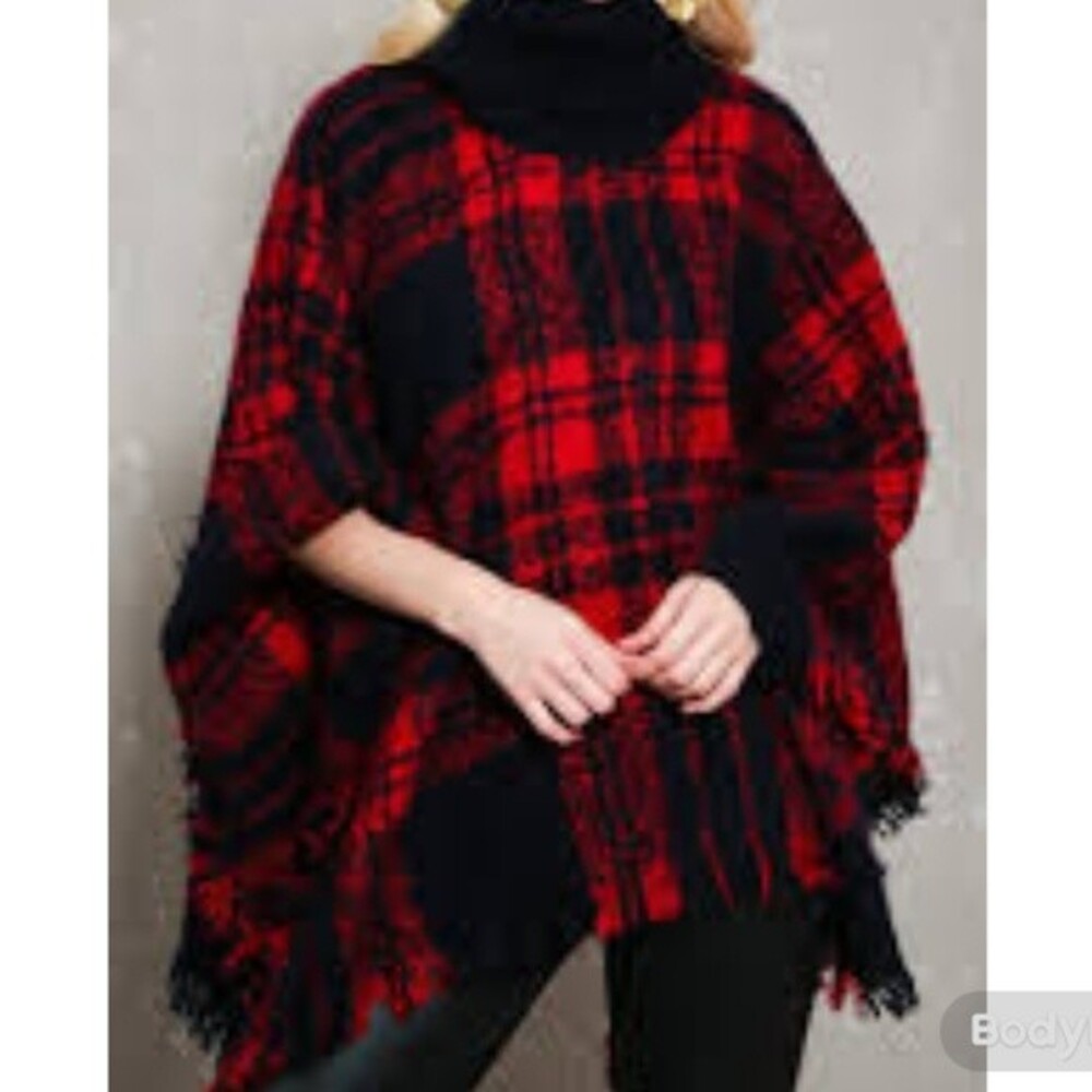 Red Plaid Poncho